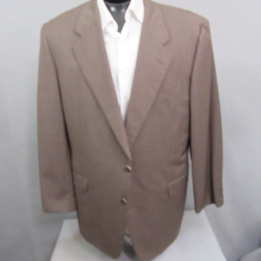 Hickey Freeman Mens Sport Coat 46L Brown Plaid Wool Cashmere Single‎ Vent